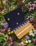 Handloom Cotton Saree with Floral Butta Work -DARK BLUE