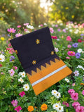 Handloom Cotton Saree with Floral Butta Work -BLACK
