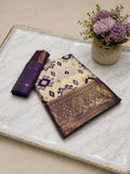 Heritage Ivory Banarasi Saree with Royal Zari Weaving -WINE
