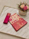 Heritage Ivory Banarasi Saree with Royal Zari Weaving -PINK
