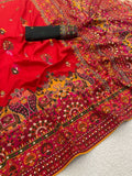 Heritage Soft Silk Saree with Elephant Procession Border & Rich Pallu - RED