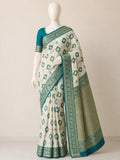 Premium Linen Cotton Saree with Floral Ethnic Weaving -RAMA