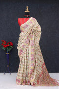 Royal Pashmina Weaving Soft Silk Saree with Paithani Border - OFF WHITE