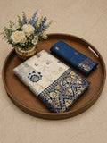 Festive Special Banarasi Silk Saree in Royal Ivory Tone -BLUE