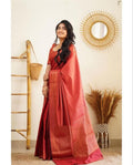 Beautiful Kanjivaram Woven Silk Saree With Blouse Piece-Red