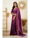 Beautiful Kanjivaram Woven Silk Saree With Blouse Piece -Wine