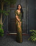 Traditional Kanjivaram Woven Silk Saree With Blouse Piece -Green