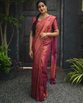 Traditional Kanjivaram Woven Silk Saree With Blouse Piece - Dark Pink
