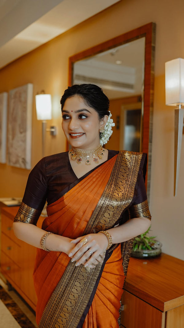Orange Kanchivaram Slik Saree