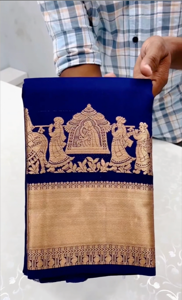 Kanchivaram Blue Slik Saree