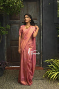 Traditional Kanjivaram Woven Silk Saree With Blouse Piece -Baby Pink