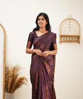 Wedding Wear Kanjivaram Woven Silk Saree With Blouse Piece-Wine