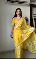 Yellow Colour 1-Min Georgette Ready To Wear Saree With Blouse Piece -
