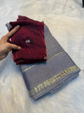 Evocative Function Wear Pure Viscose Georgette Sequence Work Blouse Fancy Designer Saree - Grey
