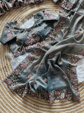 Luxury Khadi Moss Silk Designer Saree - GRAY