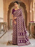 Royal  Banarasi Style Woven Saree with Traditional Motifs  WINE