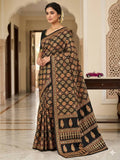 Royal  Banarasi Style Woven Saree with Traditional Motifs  BLACK