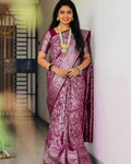 Traditional Banarasi Litchi Silk Saree With Blouse Piece - MAROON