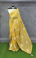 Elegant  Zigzag Designer Saree with Floral Buti Work  YELLOW & SILVER