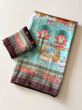 Royal Heritage Digital Print Saree -OCEAN BLUE