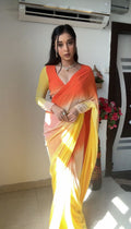 1-Min Georgette Ready To Wear Saree With Blouse Piece - orange yellow