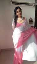 1-Min Georgette Ready To Wear Saree With Blouse Piece- barbie pink
