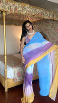 1-Min Georgette Ready To Wear Saree With Blouse Piece -  lavender multicolor