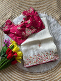 Royal Golden Fandy Silk Saree -WHITE