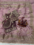 Zarmina Royale Satin Saree-  PINK