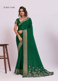 Royal Weaving Chinno Fabric Saree With Floral Pallu & Rich Heavy Border - GREEN