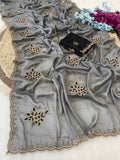 Padmashree Floral Rangoli Saree - GREY