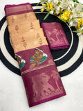 Elegant Two-Tone Floral Moss Mellow Saree with Jacquard Border & Designer Blouse - PINK